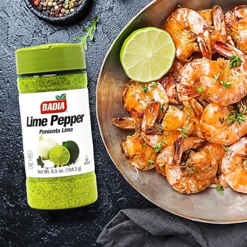 Badia Lime Pepper Seasoning, 6.5 oz - Pepper, Garlic & Onion, Zesty Citrus Blend for Chicken, Seafood & Vegetables