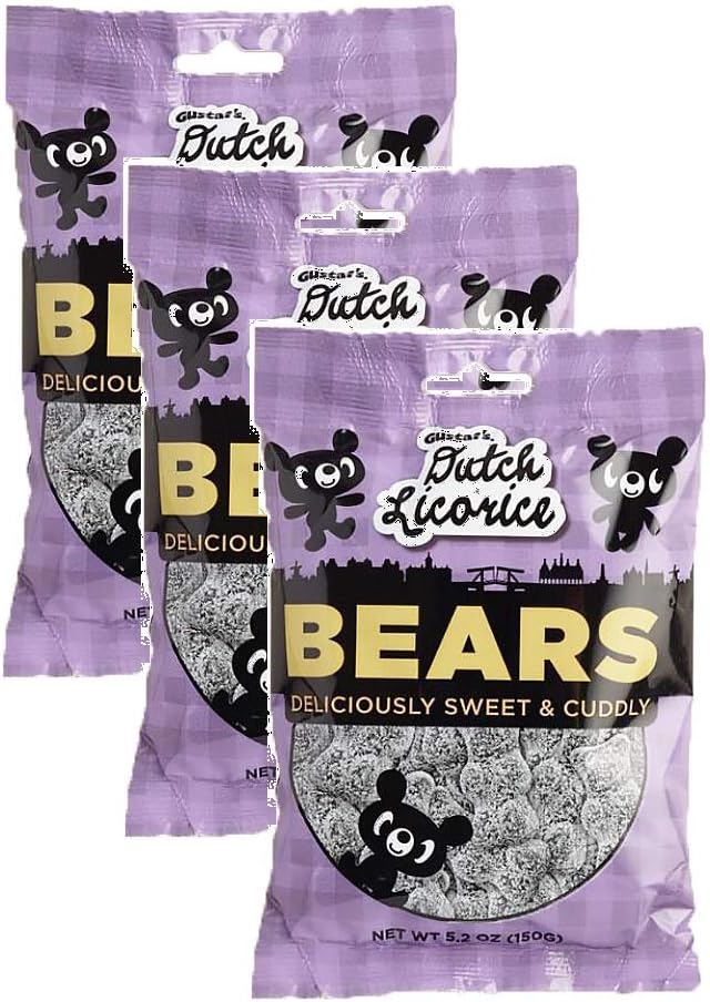 Gustaf's Dutch Licorice Deliciously Sweet & Cuddly Sugared Bears, 5.29oz - Pack of 3