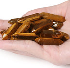 QINJIEJIE 20PCS Tiger Eye Crystals Wands Stones Set Healing Crystal Points Bulk Gemstones Hexagonal Polished Gems Natural Reiki Stone for Energy Balancing Meditation Witchcraft Gifts