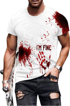 I'm Fine Blood Shirt Men Funny Halloween Bloody Horror Tshirts Blood Splatter Stain Casual Tee Scary Movie Tops
