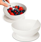 Vive Spill-Proof Scoop Bowl (2 Pack) - Adaptive Eating Equipment with Lipped Edge for Elderly & Disabled - No-Spill Scoop Aid for Parkinsons, Dementia, Strokes, Tremors - Special Non-Skid Bowl (White)