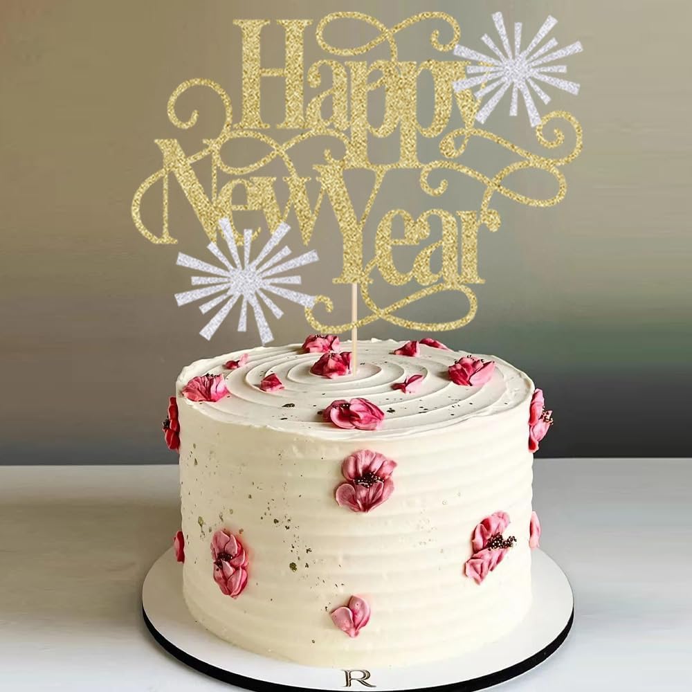 Happy New Year Cake Topper，New Year's Eve,Christmas,Happy Holidays Party Decorations ，Cheers to 2024 Cake Toppers ，2024 Happy New Year Party Decorations. (4)