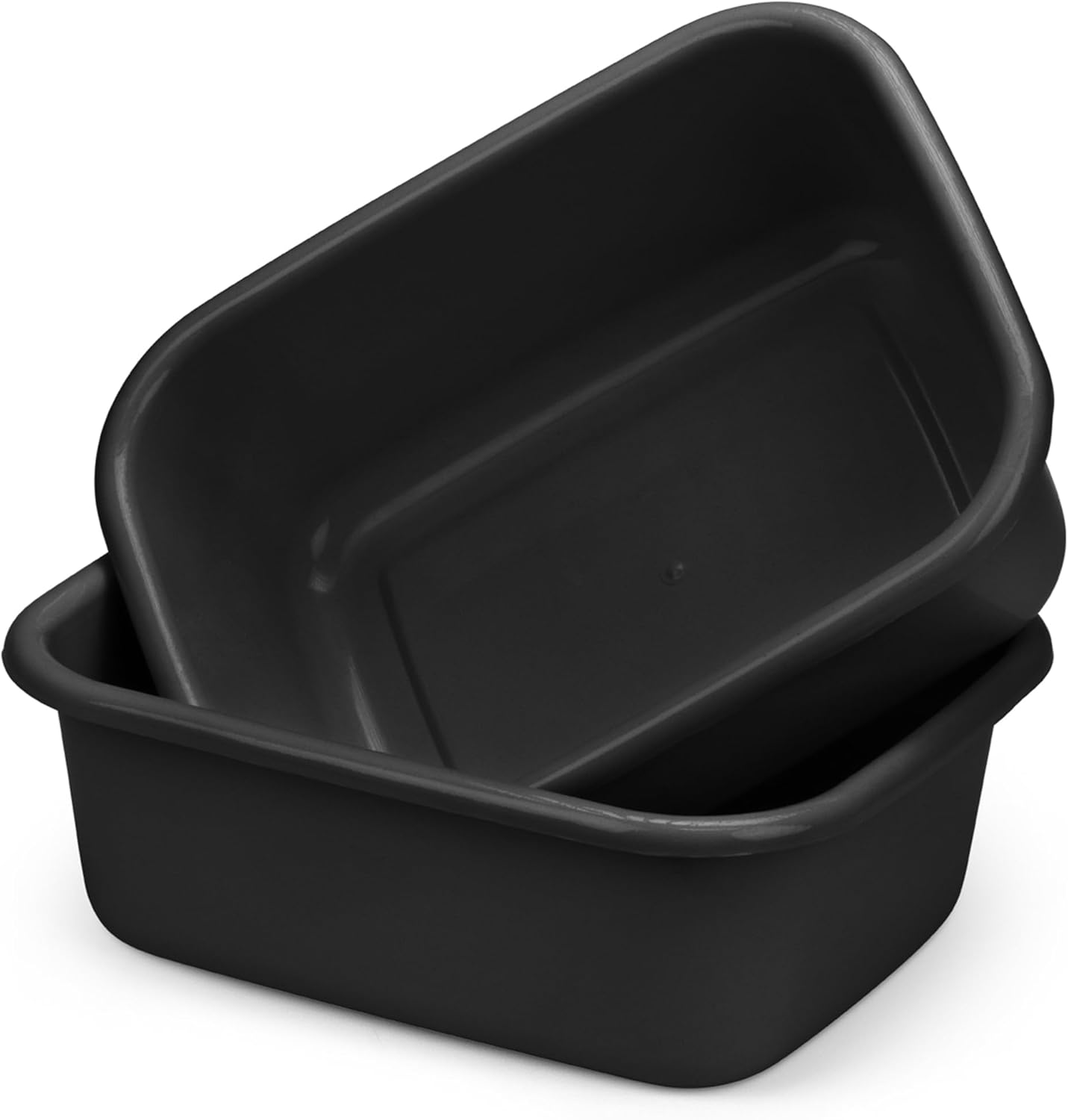 DecorRack 2 Plastic Wash Basins, Large 10 Quart Graduated Bucket, Portable Washbasin for Washing, Cleaning, Foot Bath, Dishes, Face Cleansing Bowl, Black (2 Pack)