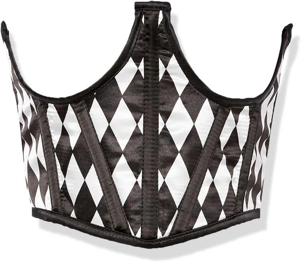 Daisy corsets Women's Lavish Black & White Diamond Satin Open Cup Waist Cincher