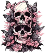 2 PCS Gothic Skull Butterfly Vinyl Decals - Waterproof Removable Stickers for Car, Truck, Motorcycle,Laptop, Bumper - Dark Aesthetic Decorative Sticker (A-216)