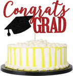 PALASASA Congrats Grad Cake Topper, 2026 Graduate Party Decorations (Red 6.6inch)