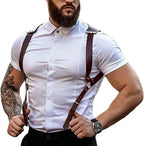 Men's Leather Body Chest Harness Suspenders Adjustable Buckle Shoulder Armors Straps Punk Black Belt Club Party Rave Costumes