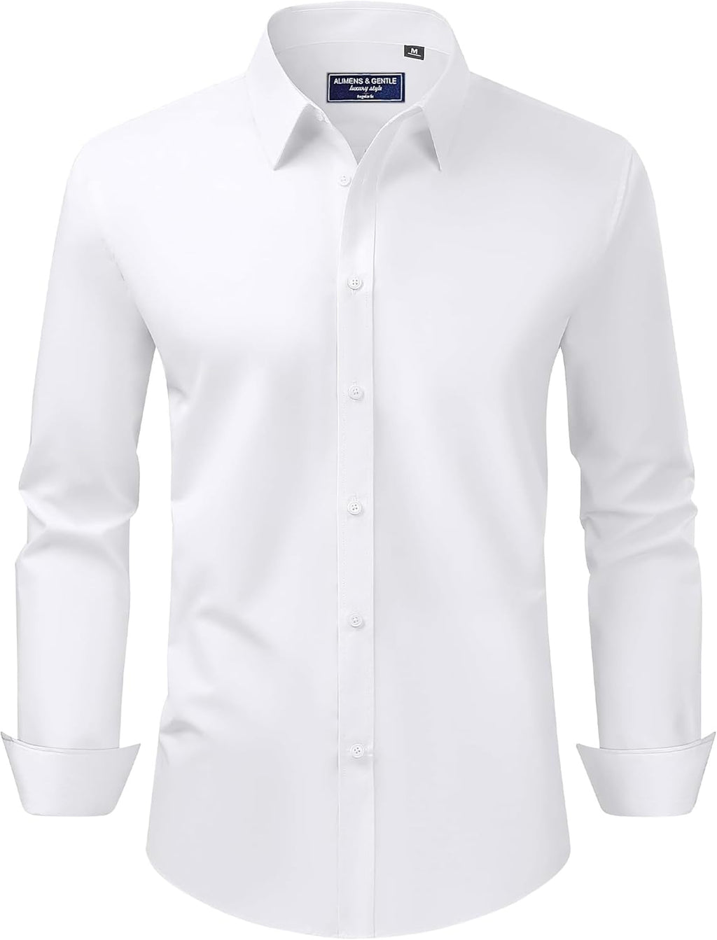 Alimens & Gentle Men's Dress Shirt Regular Fit Stretch Stain Shield Long Sleeve Solid Business Wedding Button Down Shirts