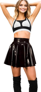 ABWL Black Fashion Latex Skirts for Women,Natural Rubber Latex Mini Skirt,Suitable for Cosplay Nightclub Prom Costumes