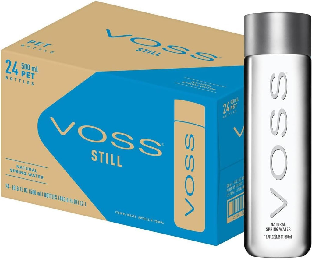 VOSS Premium Still Bottled Natural Water - BPA-Free - High Grade PET - Recyclable Plastic Water Bottles - Pure Drinking Water with Unique & Iconic Bottle Design - 24 Pack