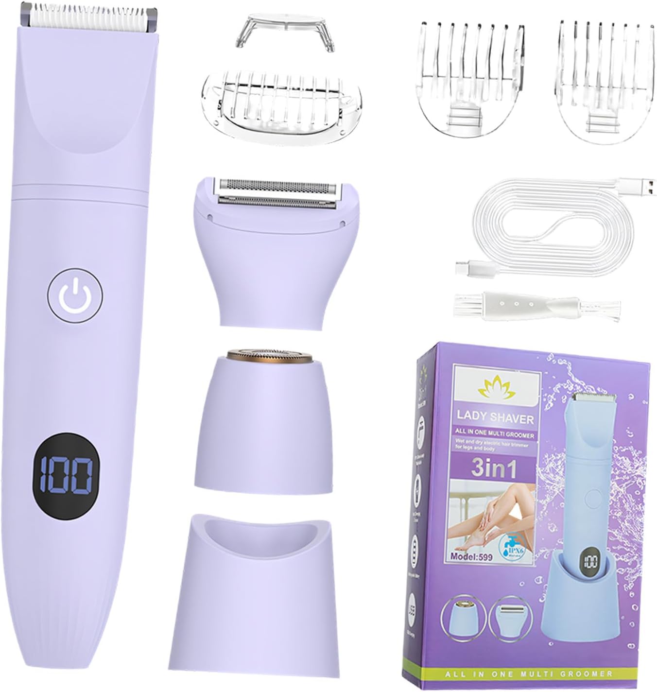 Multifunctional Dry Wet Shaver for Body Hair Removal with 360 Degree Flexible Heads and LED Screen Home Individual Care Gadget