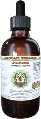 Jujube Alcohol-Free Liquid Extract, Jujube (Ziziphus Jujuba) Dried Fruit Glycerite Hawaii Pharm Natural Herbal Supplement 2 oz