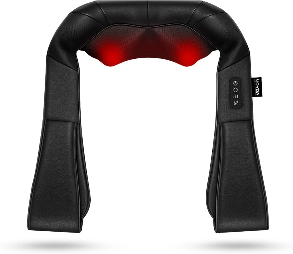 VOYOR-HEALTH Shiatsu Neck and Back Massager, Electric Deep Tissue 4D Kneading Massage for Shoulder, Lower Back, Leg and Body Muscle Pain Relief, Home & Office Use(Dark Black)