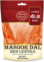 Masoor Dal 4 Pound Bag - Split Red Lentils Dry - All Natural, Pure, Vegan - Resealable Bag by Spicy World