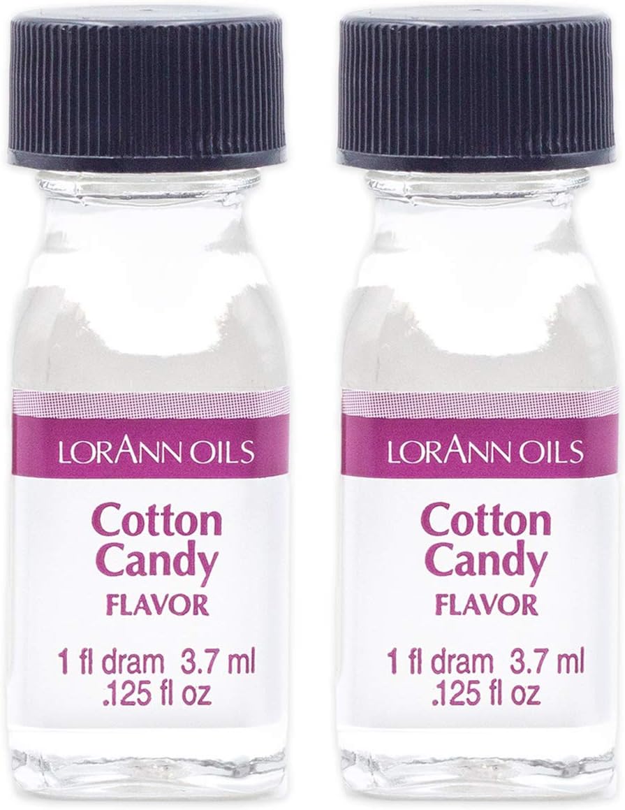 LorAnn Oils Super Strength Flavoring - Used For Candy Making, Flavoring, Baking, Hard Candy, & Flavor Oils - Bold, Natural Flavors 4X Stronger Than Extracts - Cotton Candy, Pack of 2, 0.125 fl oz