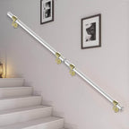 2 Pack Acrylic Handrail for Indoor Stairs, Lucite Transparent Staircase handrail, Wall Mount Railing with Golden Brackets(3.3ft Length Each, 6.6ft for Two,Dia 1.6"/40mm)