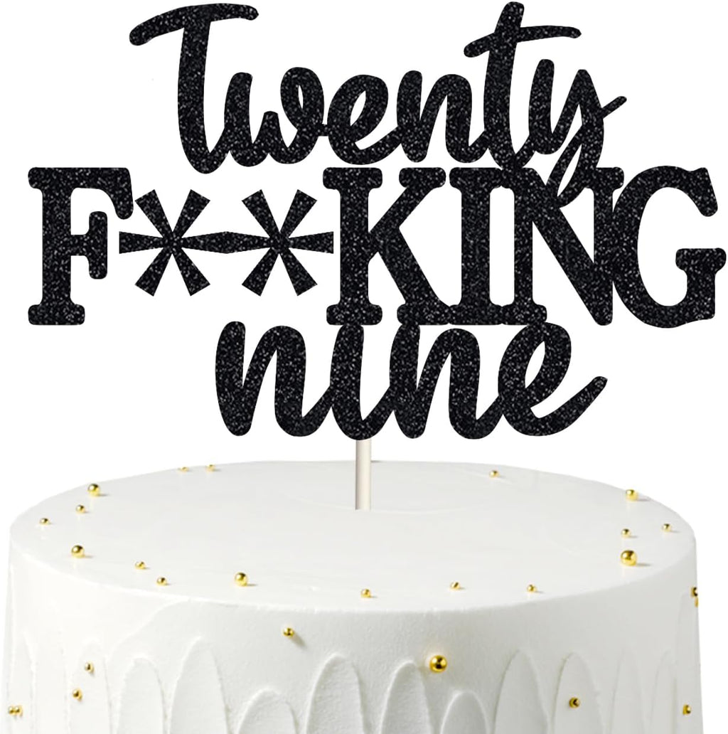 Happy 29th Birthday Cake Topper 29 Birthday Cake Toppers-Black Glitter, Funny 29th Cake Topper for Men,29 Cake Topper For Women, 29th birthday decorations,29th Birthday Cake Topper