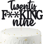 Happy 29th Birthday Cake Topper 29 Birthday Cake Toppers-Black Glitter, Funny 29th Cake Topper for Men,29 Cake Topper For Women, 29th birthday decorations,29th Birthday Cake Topper