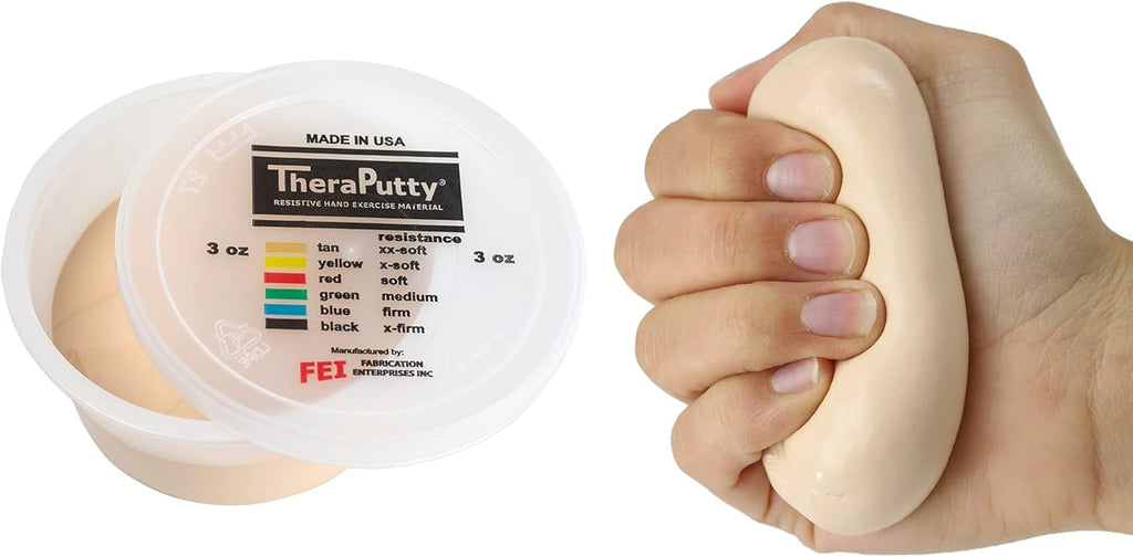 CanDo Theraputty Plus Hand Exercise Putty for Rehabilitation, Exercises, Hand Therapy, Hand Strengthening, Stress Relief - Tan 3 oz XX-Soft