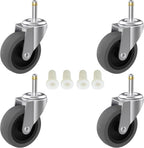 3-Inch Swivel Stem Caster for Rubbermaid Mop Bucket Utility Cart, 7/16-Inch Stem Diameter Rubber Wheel Set of 4, Heavy Duty TPR Weber Grills Shop Vac Replacement Wheels