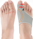 Bunion Corrector for Women & Men, Big Toe Nighttime Support - Adjustable Toe Straightener for Hallux Valgus, Bunion Pain Relief, Hammertoe, Overlapping Toes - Wear Inside Shoes All Day & Night (Gray)