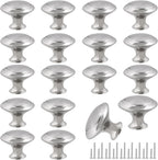 Romeda 30mm Silver Cabinet Knobs - 18 Pieces Drawer Pulls for Dressers, Kitchen, Cabinets With Screw