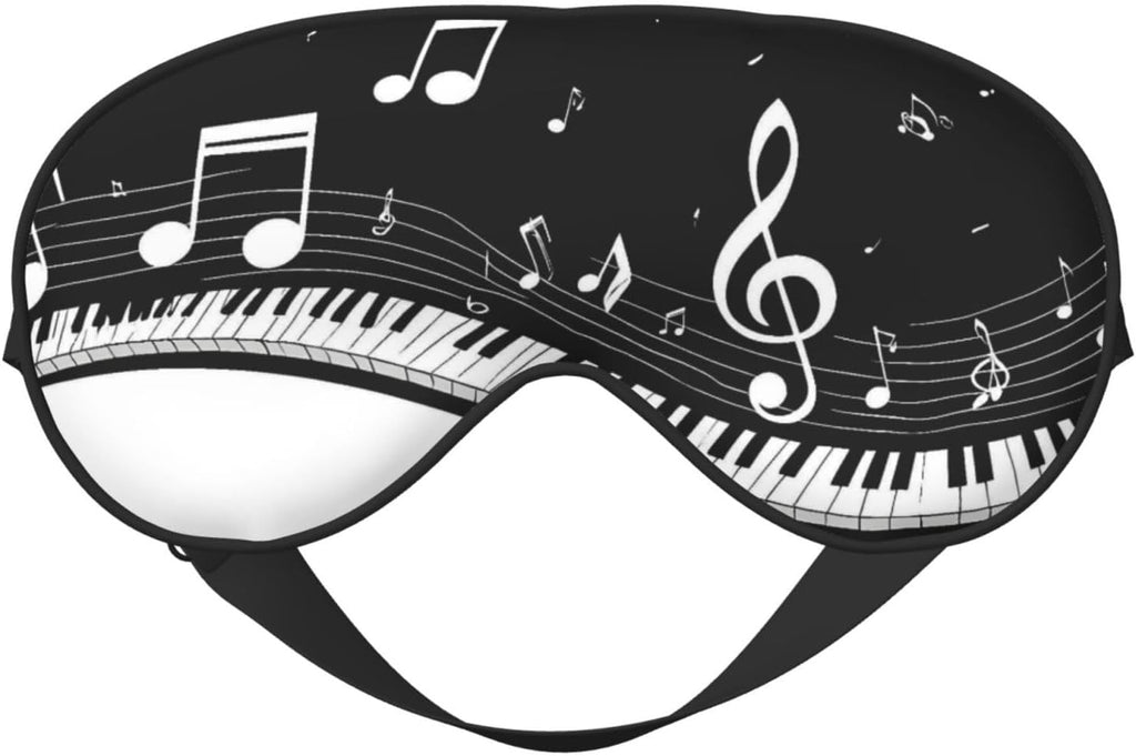 Piano Keys with Musical Notes Print Double Side Sleep Eye Mask, Adjustable Night Eye Cover for Women Men