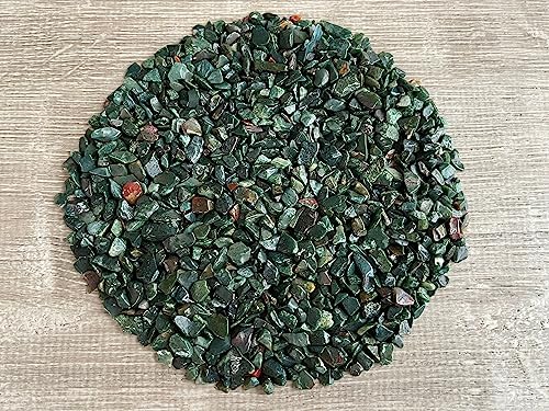 WHOLESALE Natural Semi Tumbled Bloodstone Gemstone Chips, Crushed Mini Crystals, Undrilled Crystal Chips (Bloodstone, 0.25 Pound)