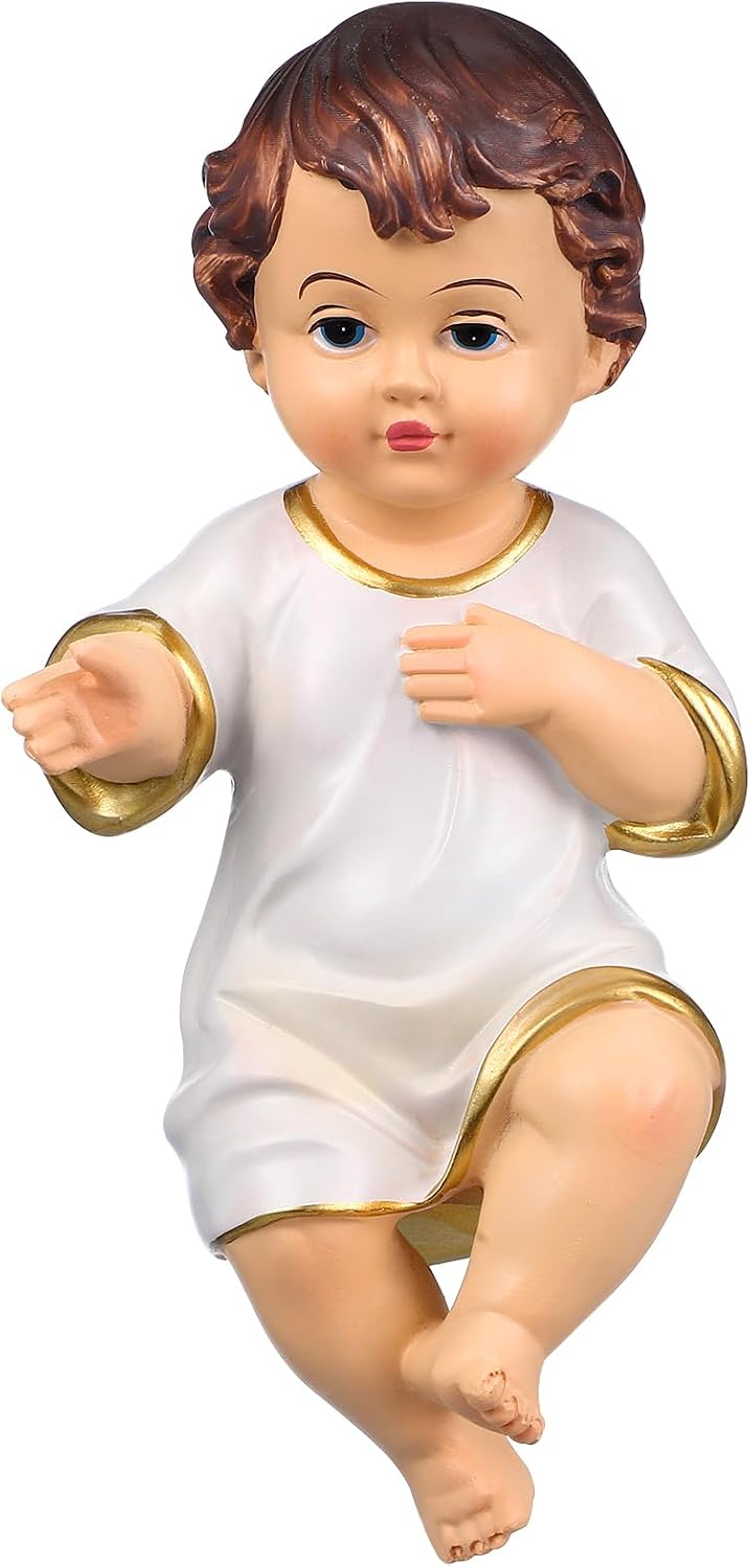 Zerodeko Baby Jesus Figure: Mini Resin Baby Jesus Religious Statue - Nativity Collectible Statue for Home Table Decor Christian Catholic Decoration Crafts