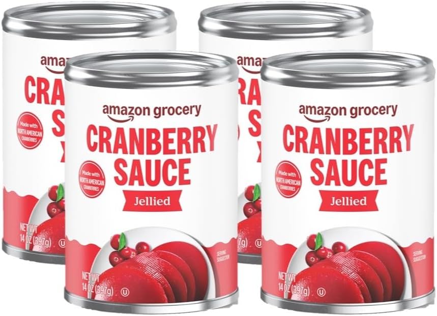 Amazon Grocery, Jellied Cranberry Sauce, 14 Oz (Previously Amazon Fresh, Packaging May Vary) (Pack of 4)