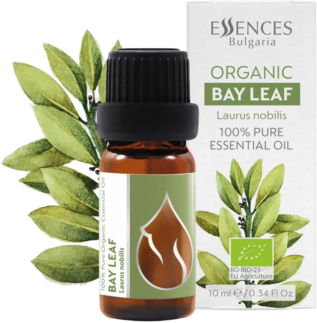 Essences Bulgaria Organic Bay Leaf Essential Oil 1/3 Fl Oz | 10ml | Laurus nobilis | 100% Pure and Natural | Undiluted | Therapeutic Grade | Family Owned Farm | Steam-Distilled | Non-GMO | Vegan