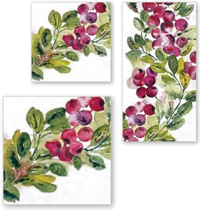 IHR Ideal Home Range Party Napkins Disposable 3-Ply Paper Lunch Napkin Pack, 6.5" x 6.5", Cranberry Wreath, 20-Count