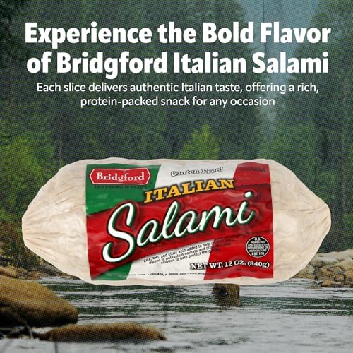 Bridgford Dry Italian Salami 12 oz Pack of 6 - Zero-Carb, Protein-Rich, Naturally Fermented, Shelf-Stable Charcuterie Meat - Ready to Slice & Serve for Sandwiches, Platters, or Snacks