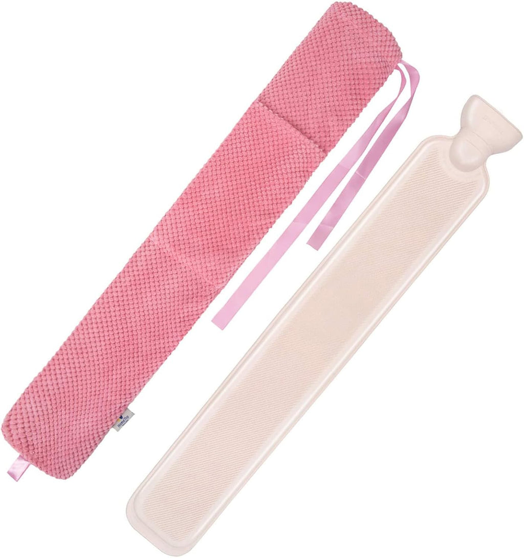 HomeTop Premium 2.25 Liters Rubber Hot Water Bottle w/Soft Fleece Cover(Pink White)