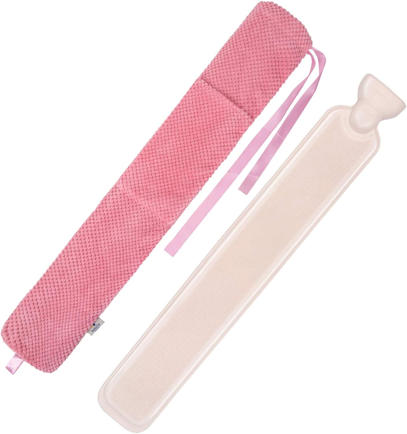 HomeTop Premium 2.25 Liters Rubber Hot Water Bottle w/Soft Fleece Cover(Pink White)
