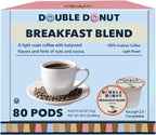 Double Donut Coffee Breakfast Blend Coffee Pods, Light Roast Coffee in Recyclable Single-Serve Pods for Keurig K Cups Brewer Machines, 80 Count Bulk Pack, original version
