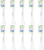 Replacement Toothbrush Brush Heads Compatible with Philips Sonicare Electric Toothbrushes with Click-on System Dupont Bristles for Optimal Plaque Remove, Pack of 10, White