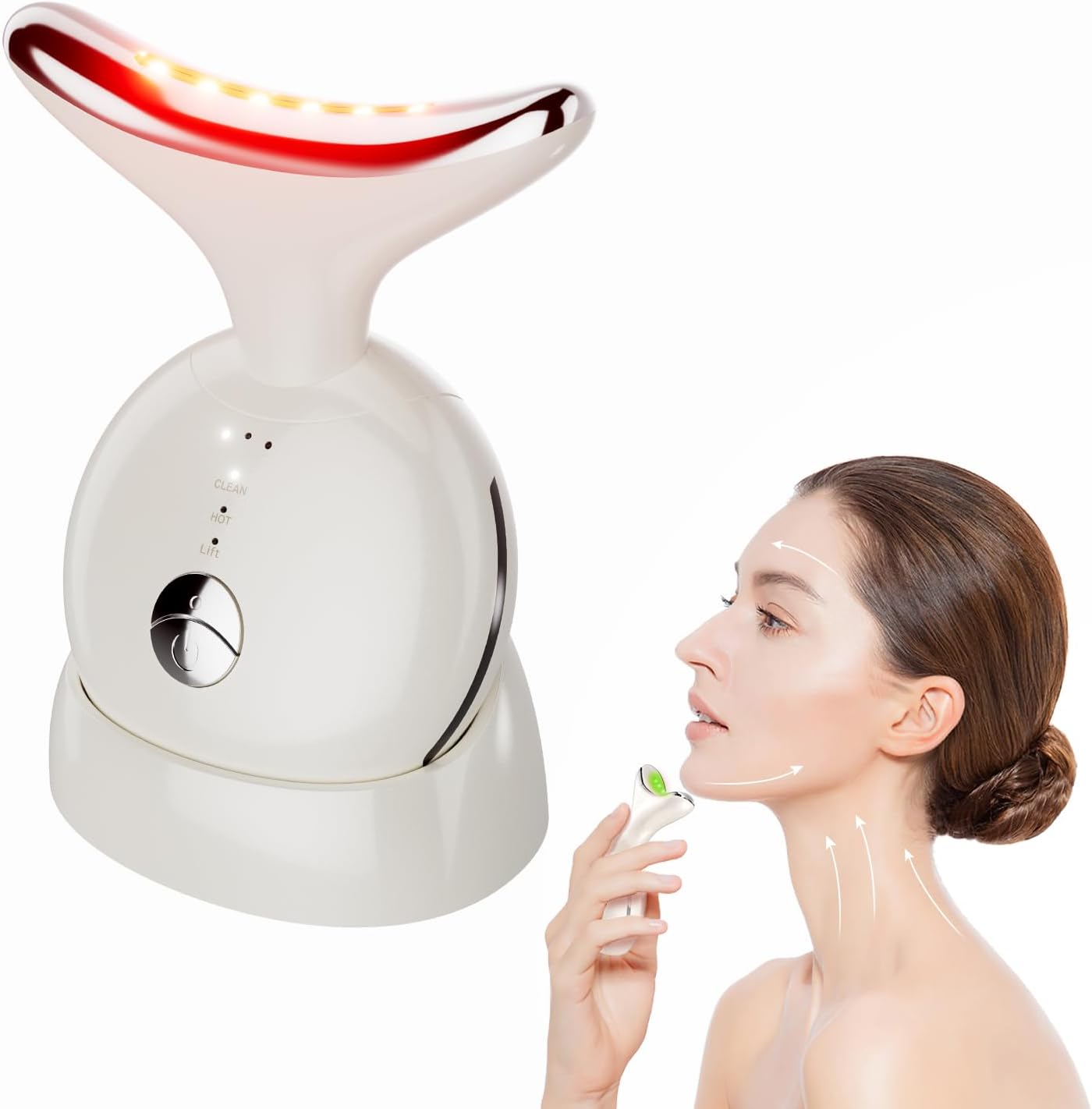 7 in 1 Face Massager Tool, Red Light Therapy for Face and Neck,Portable Face Lift Device, Neck Massager for Double Chin Reducer