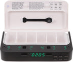 Beaupretty Smart Small Medicine Organizer with Alarm Clock, Portable Pill Box Reminder for Elderly, Travel Storage Electronic Pill Case with Timely Medication Alert, White
