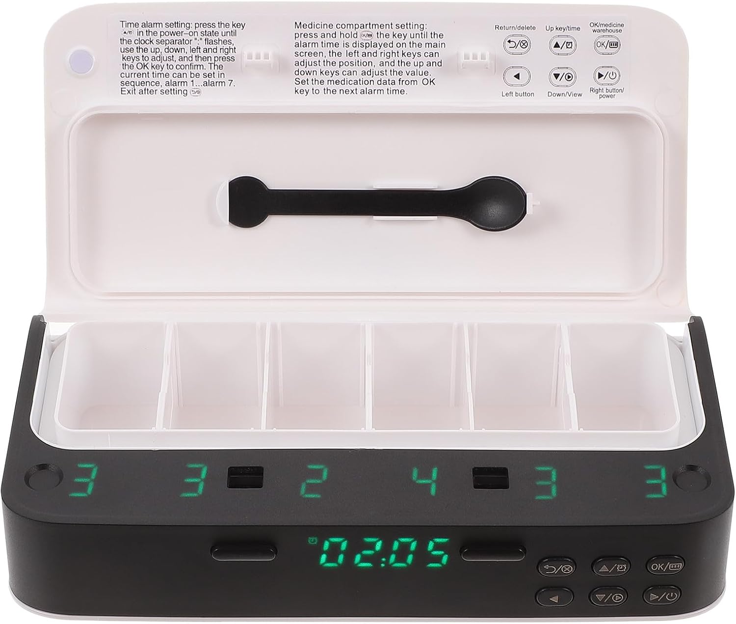 Beaupretty Smart Small Medicine Organizer with Alarm Clock, Portable Pill Box Reminder for Elderly, Travel Storage Electronic Pill Case with Timely Medication Alert, White