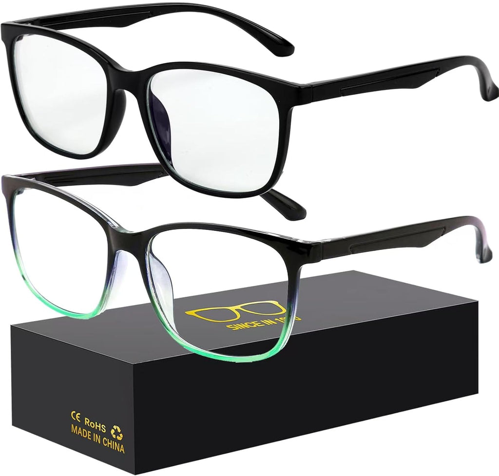 Oilway Blue-Light Blocking Glasses Computer Reading/Gaming/TV/Phones Glasses Fashion Anti Eyestrain Glasses for Women Men（C6 Black + Gradientgreen）