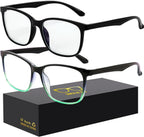 Oilway Blue-Light Blocking Glasses Computer Reading/Gaming/TV/Phones Glasses Fashion Anti Eyestrain Glasses for Women Men（C6 Black + Gradientgreen）