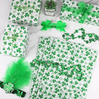 Linbystore 60 Sheets Green St. Patrick's Day Tissue Paper, Watercolor Shamrock Printed Tissue Paper for St. Patrick's Day Themed Birthday Wedding Baby Shower DIY Craft