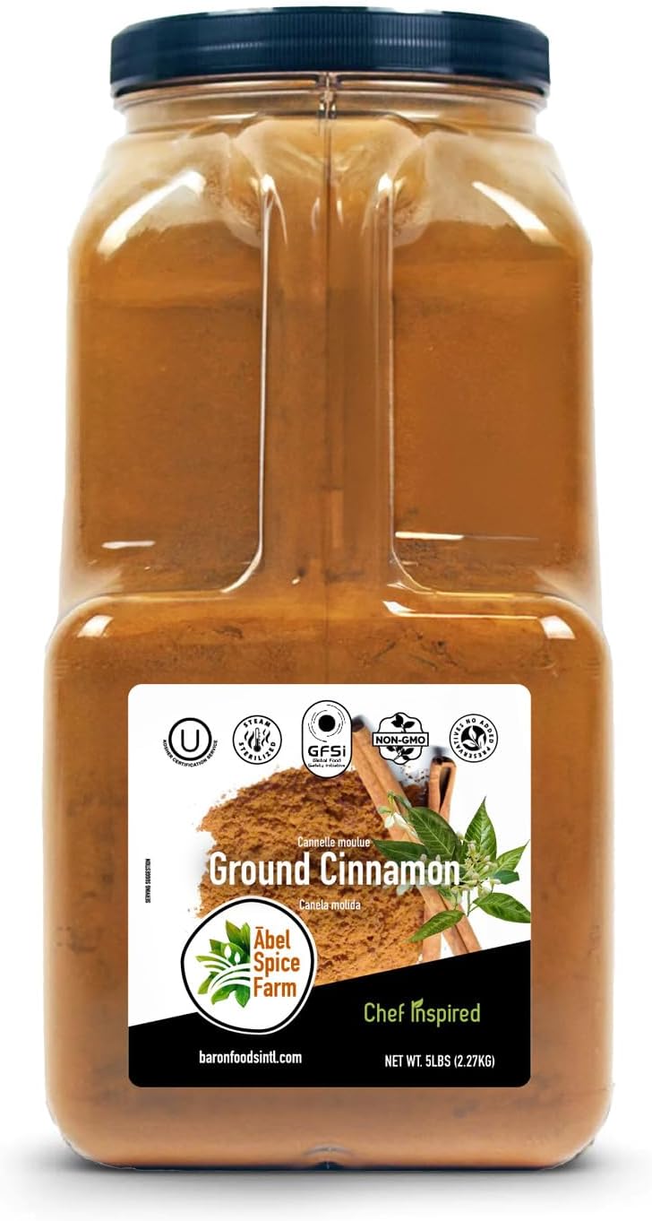 Ābel Spice Farm Ground Cinnamon - 5 Lb Bulk Pack - Premium, 100% Natural, Kosher-Certified, Non-GMO Cinnamon for Sweet and Savory Dishes