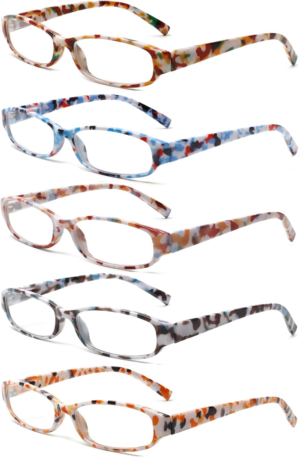 NORPERWIS Reading Glasses 5 Pairs Spring Hinge Comfort Fashion Quality Readers for Men and Women