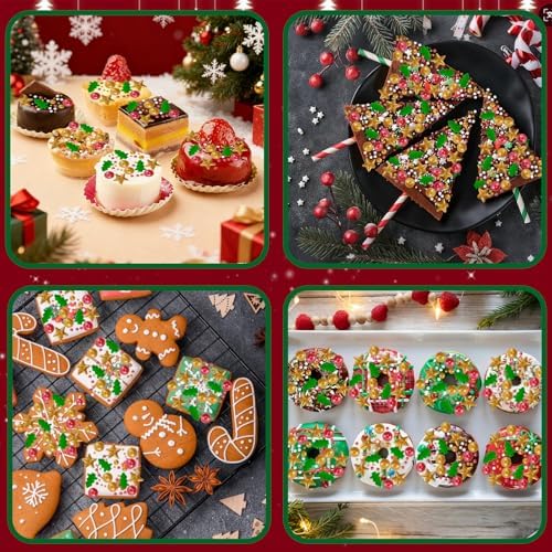 Morofme 3.5 oz Christmas Sprinkles Christmas Tree Sprinkle Holiday Sprinkle Cupcake Topper Mini White Red Pearl Mix Edible Golden Star Christma Candy Sprinkles for Dessert Cake Toppers Cookie