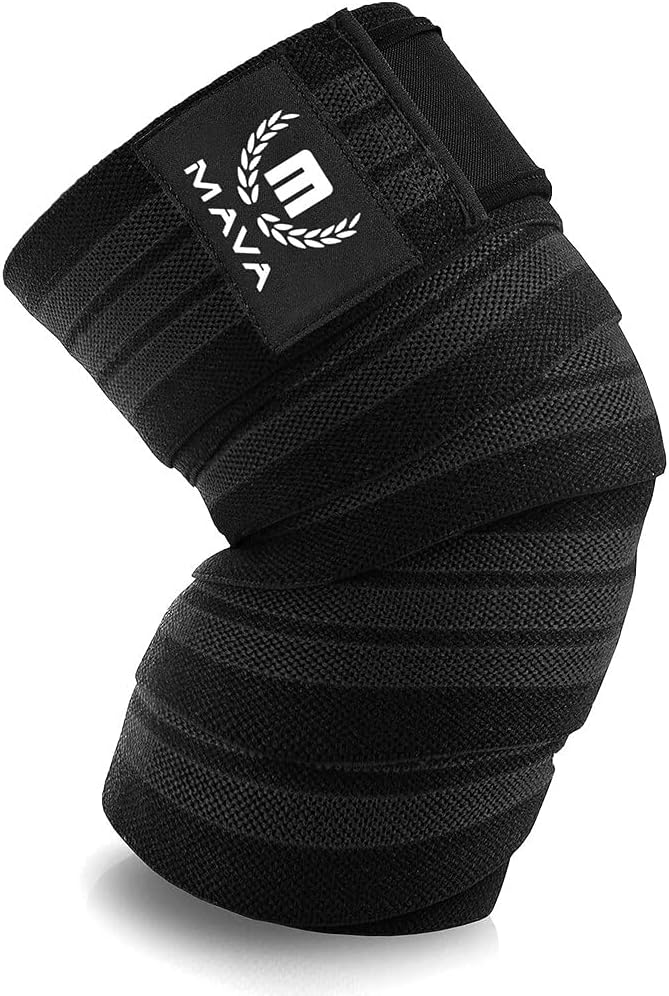 Mava Sports Knee Wrap (1 Pc) for Men & Women | Ideal for Cross Training, WODs, Gym Workouts, Weightlifting, Fitness & Powerlifting | Knee Straps for Squats | 72" Compression & Elastic Support