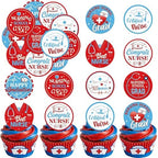 48pcs Edible 2026 Nurse Graduation Cupcake Toppers Wafer Paper Congrats Grad Nurse Cake Decorations Edible Class of 2026 Cupcake Picks for 2026 Graduation Theme Party Cake Decor Supplies
