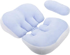 AUNMAS W Shaped Pillow, Sleeping Support with Cotton Material, Adjustable Design, Ergonomic Support for Pregnant Women and Side Sleepers (Blue)