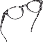 Readerest Round Blue Light Reading Glasses - Computer Glasses w/Spring Hinges - UV Protection, Anti Glare & Eye Strain